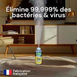 Aérosol désinfectant & destructeur d'odeur DIGRAIN FRESH 3 EN 1 : Elimine 99,999 % des bactéries & virus
