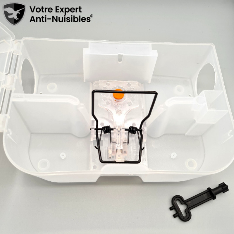 Piège à rat sécurisé 100% transparent (appât non inclus).