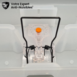 Tapette à rat transparente incluse dans ce pack piège à rat sécurisé transparent.