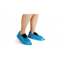 Surchaussure jetable en polyéthylène, avec élastique de maintien à la cheville