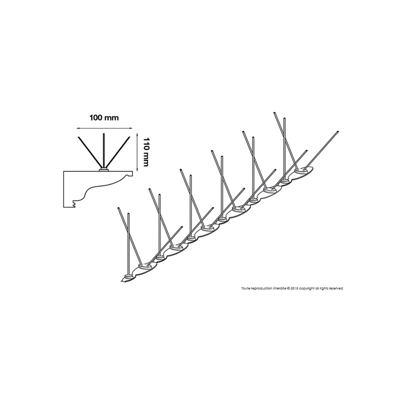 Pic anti pigeon DEPIGEONAL Ultra 2 pour une protection linéaire de 1 m.